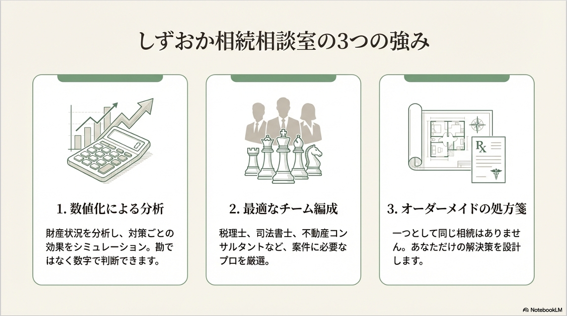 数値化による分析 最適な相続専門家チームの編成 オーダーメイドの処方箋